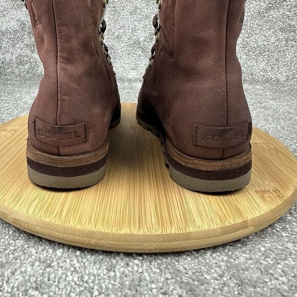 Sorel Sneakchic Alpine Booties Women 9.5 Red Gray Shearling Fur Lined NL3287908 - Picture 5 of 11